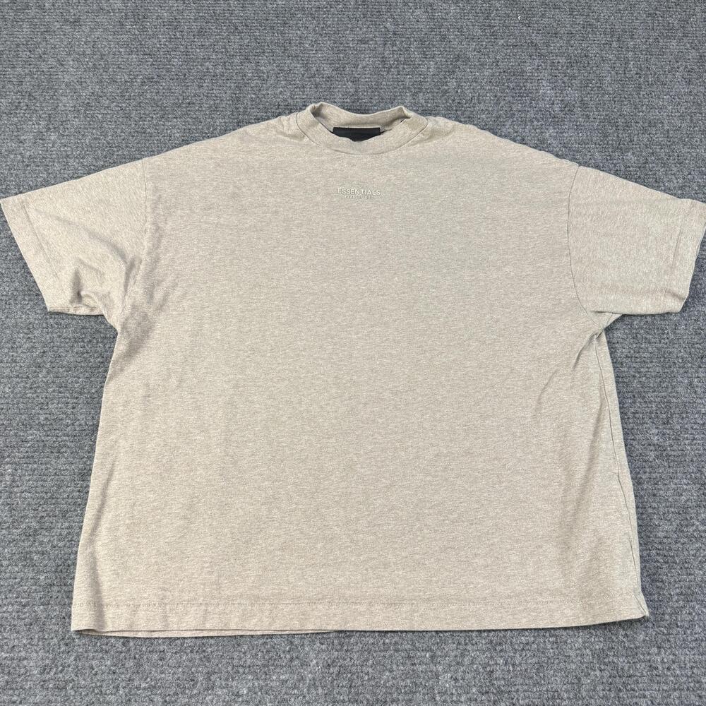 Essentials Fear Of God Shirt Mens Small Beige Crewneck Oversized Tee Streetwear